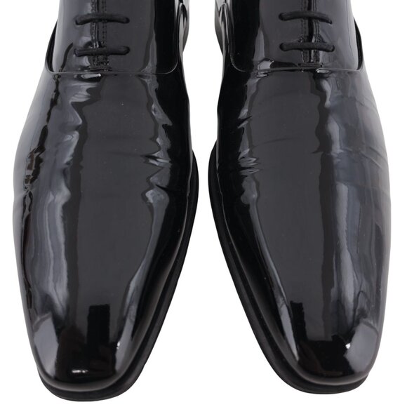 Magnanni Saks Fifth Ave Black Patent Leather Dress Shoes Men 11.5 Formal Oxfords - Picture 5 of 15